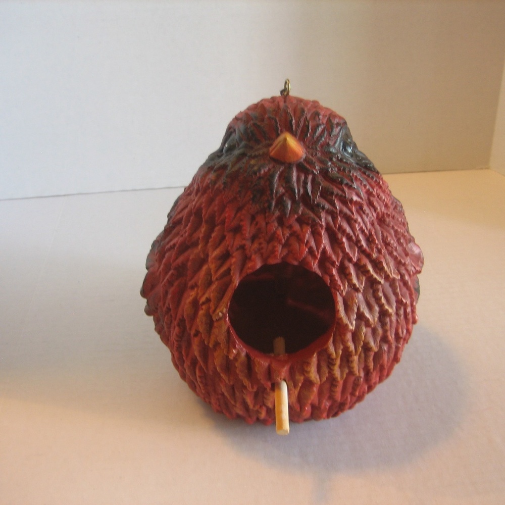 Tii Collections Red Bird Resin Birdhouse 9in.T x 5 1/2in.W #P1687 NWNT